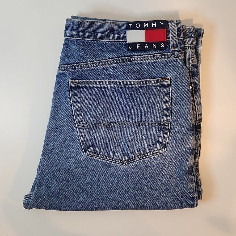 Vintage Tommy Hilfiger Y2K Denim Jeans Medium Wash Large Logo Men's Sz 40/32 - Picture 2 of 16